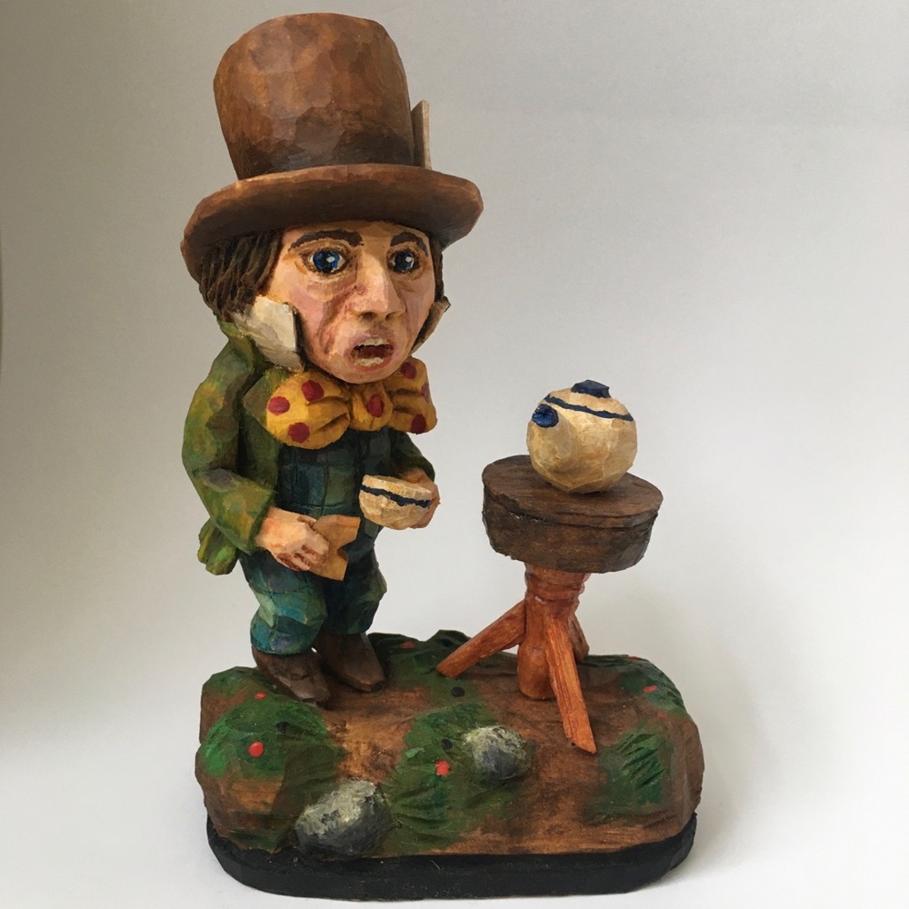 Hand Carved Mad Hatter from Alice in Wonderland